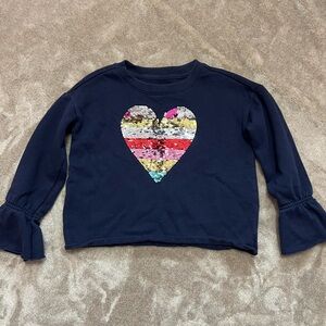 GAP kid Navy Sweatshirt with Sequin Heart XS(4-5)